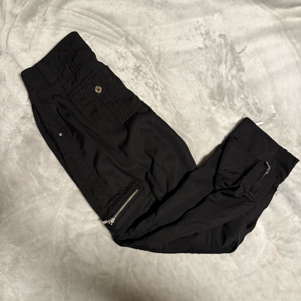 White House Black Market‎ Capri Women Cotton Cargo Crop Leg Pants Black Size 00